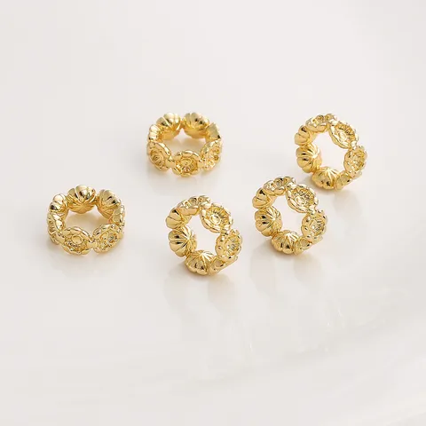 Hollow Copper Hexagram Plum Blossom Heart Spacer Beads For DIY Jewelry Making Bracelet Necklace Material Gold Plated Spacer Rings