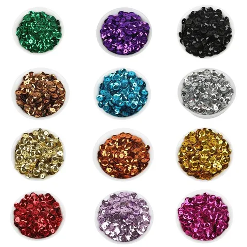 Paillettes Rondes en Alliage de Zinc 6mm Spangles Électroplaqués Colorés pour Couture DIY Accessoires de Vêtement Décoration Artisanale