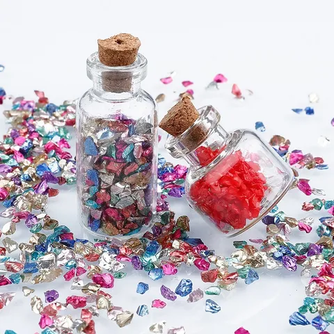 Unregelmäßige Glas-Bruchsteine Porenfrei Kleine Partikel Für DIY Kristallkleber Harzfüllung Dekorative Materialien Bunter Glaskies