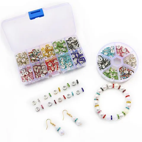 IJzeren Strass Rondelle Afstandhouder Kralen Set Veelkleurig Kristal Glaskralen Kit Voor DIY Sieraden Maken Armband Ketting Levert