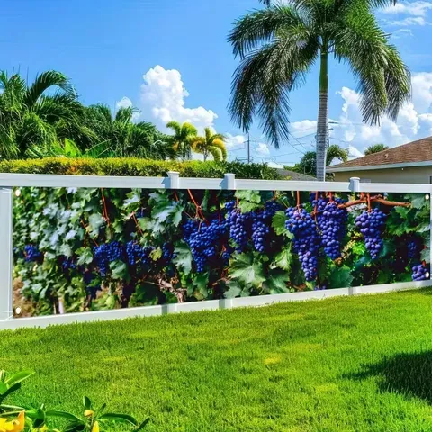 Purple Grape Vine Decorative Banner Rural Vintage Garden Flag For Outdoor Fence Patio Party Yard Backdrop Polyester Hanging Decor