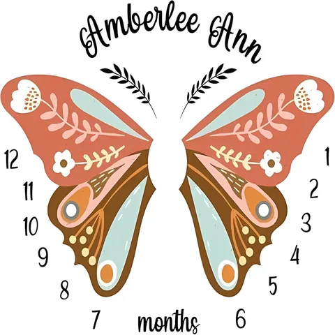 Baby Monthly Milestone Blanket Peach Skin Fabric Butterfly Floral Design Newborn Photography Prop Soft Commemorative Blanket