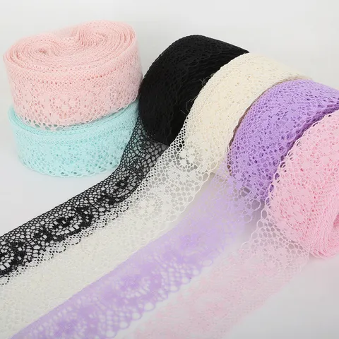 Vintage Floral Hollow Lace Trim Ribbon Scalloped Edge Non-Stretch Ribbon Packing Tape For DIY Sewing Clothing Fabric Craft Decoration