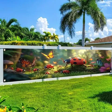 Frühlingsgarten Thema Banner Insekten Gras Druck Outdoor Hof Party Dekoration Banner Mit Metallösen Polyester Banner