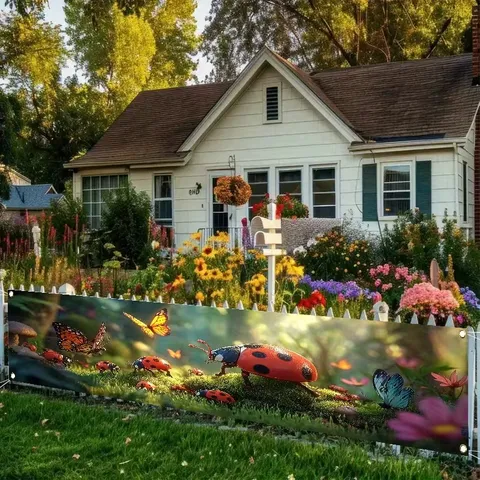 Frühlingsgarten Thema Banner Insekten Gras Druck Outdoor Hof Party Dekoration Banner Mit Metallösen Polyester Banner