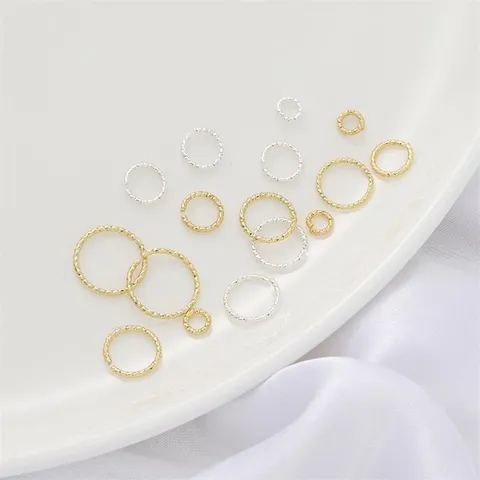 Anillos de Salto Torcidos Llenos de Oro de 14K Anillos de Conexión Roscados Plateados para Accesorios de Joyería DIY