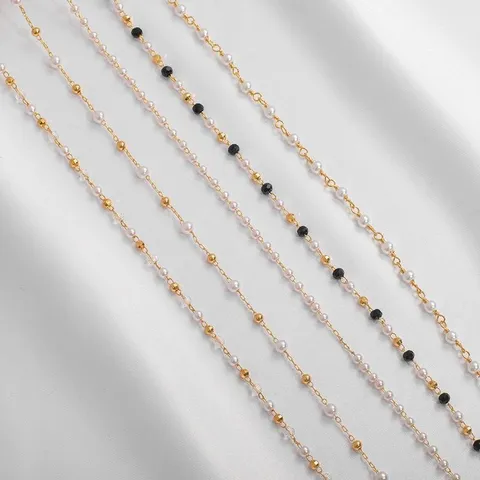 Chaîne en Or Rempli 18K Collier en Perles Artificielles Matériaux pour Bracelet Chaîne d'Extension Faite à la Main pour Bijoux DIY