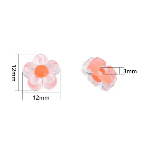Acrylic Flower Shaped Bead-in-Bead DIY Loose Beads For Jewelry Making Bracelet Necklace Crafts Transparent Colorful Mixed Colors