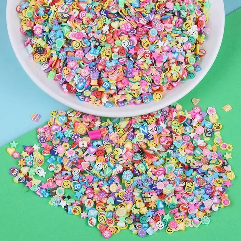 Rodajas de Arcilla Polimérica de Colores Mezclados Fruta Corazón Estrella Flor Patrón Bricolaje Decoración de Funda de Teléfono Accesorios