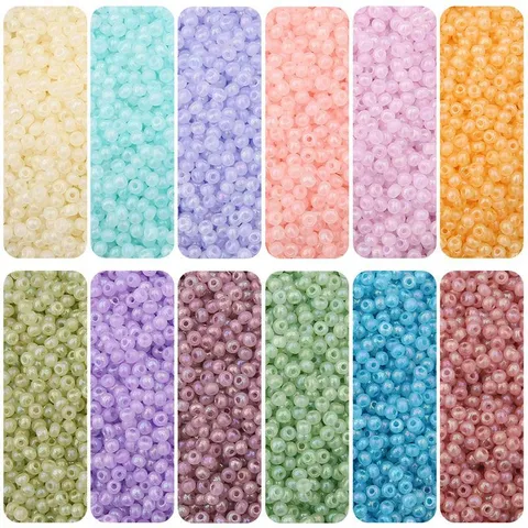 Irisierende Glas-Seed-Beads Für DIY-Schmuckherstellung Handgefertigte Armbänder Halsketten Ohrringe Zubehör Mischfarben Lose Perlen