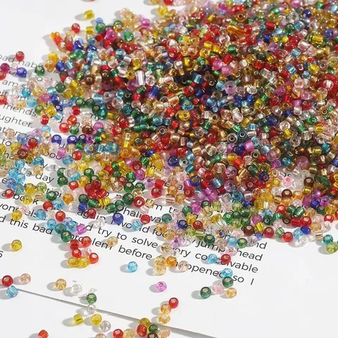 Perles de Rocaille en Verre Doublé d'Argent Perles en Vrac Rondes pour Fabrication Bijoux DIY Point de Croix Accessoires Vêtements
