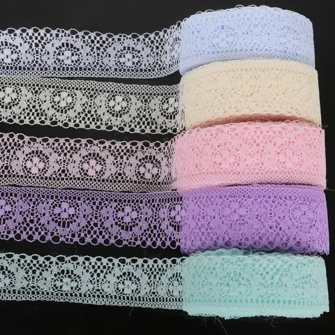 Vintage Floral Hollow Lace Trim Ribbon Scalloped Edge Non-Stretch Ribbon Packing Tape For DIY Sewing Clothing Fabric Craft Decoration