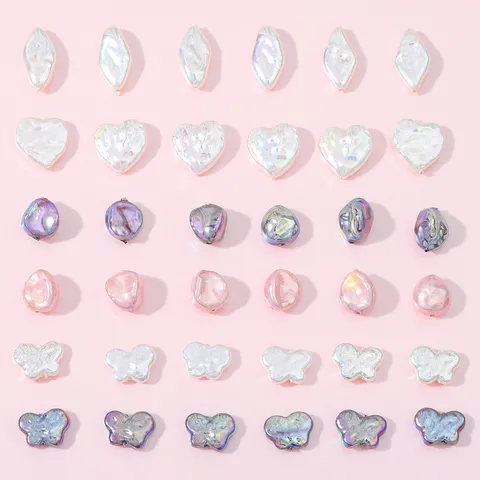 Vintage Baroque Colorful ABS Loose Beads Heart Butterfly Irregular Faux Mother-of-Pearl Luster Beads For DIY Jewelry Making