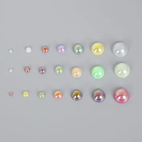 Accessoires de Cheveux Nœud Fait Main DIY Matériel ABS Perle Artificielle Patch Demi-rond Dos Plat Perles Colorées Irisées