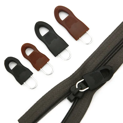 Tirettes de Fermeture Éclair de Remplacement Détachables Crochet en U en Métal Languette en Caoutchouc Kit de Réparation pour Vêtements Valises Sac à Dos Accessoires