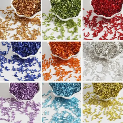 Silver Lined Glass Bugle Beads For DIY Jewelry Making Craft Supplies Cross Stitch Hairpin Wedding Dress Bag Accessories