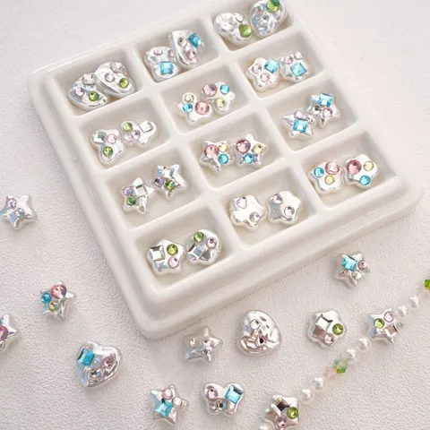 Perles de Strass en Imitation Perle Acrylique Forme Étoile Cœur Papillon Perles en Vrac pour la Création de Bijoux DIY