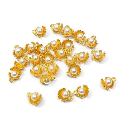 Pendentifs Coquillage en Perle Artificielle en Alliage pour la Fabrication de Bijoux Breloques DIY pour Collier Bracelet Accessoires