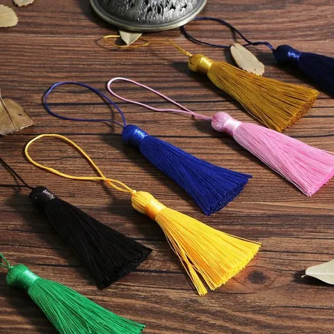Borlas de Poliéster de Estilo Antiguo Vintage para Marcapáginas Bricolaje Abanicos Decoración Cortina Borlas de Seda Lisa Hechas a Mano