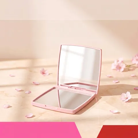 Portable Double Sided Square Makeup Mirror Folding Pocket Cosmetic Mirror For Travel School Women Gift