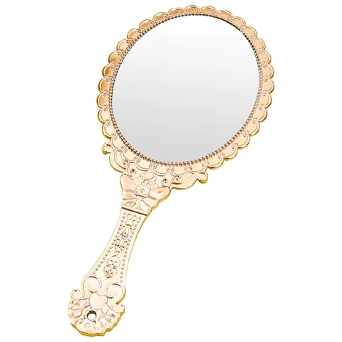 Vintage Europäischer Handspiegel Tragbar Geprägtes Blumenmuster Galvanisiert Elegant Kosmetik Make-up Spiegel Damen Geschenk