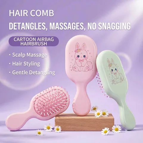 Cute Cartoon Bunny Kids Air Cushion Hair Comb Portable Mini Plastic Massage Brush Detangling Comb For Women Children Daily Hair Care