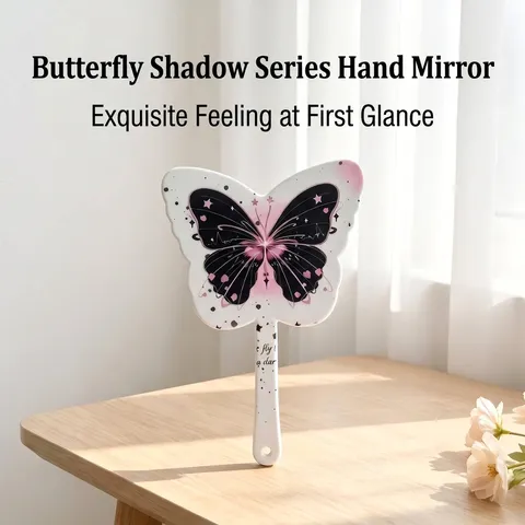 Butterfly Handheld Makeup Mirror Nordic 3D Relief Oil Painting Pattern Portable Decorative Vanity Mirror For Women