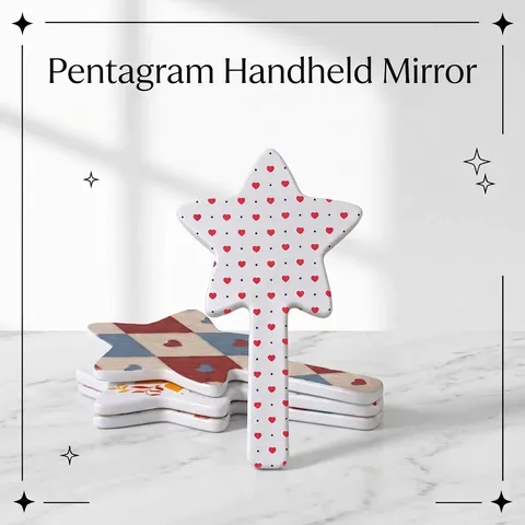 Cute Star Shaped Handheld Makeup Mirror Portable Plastic Five Pointed Star Shape Cosmetic Mirror With Handle For Daily Use Travel Girls Vanity Mirror