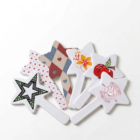 Cute Star Shaped Handheld Makeup Mirror Portable Plastic Five Pointed Star Shape Cosmetic Mirror With Handle For Daily Use Travel Girls Vanity Mirror
