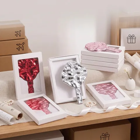 3D Καθρέφτης Μακιγιάζ Χειρός με Κυματισμό Νερού Γαλβανισμένο Στυλ Ins Υψηλή Ευκρίνεια Φορητό Ακανόνιστο Σχήμα για Σπίτι Ταξίδι