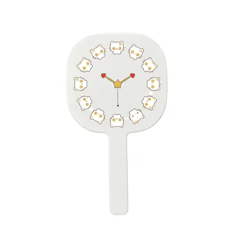 Handheld Makeup Mirror Cute Cartoon Printed Portable Handle Mirror Lightweight Plastic Frame Glass Mirror For Women Daily Beauty Gift