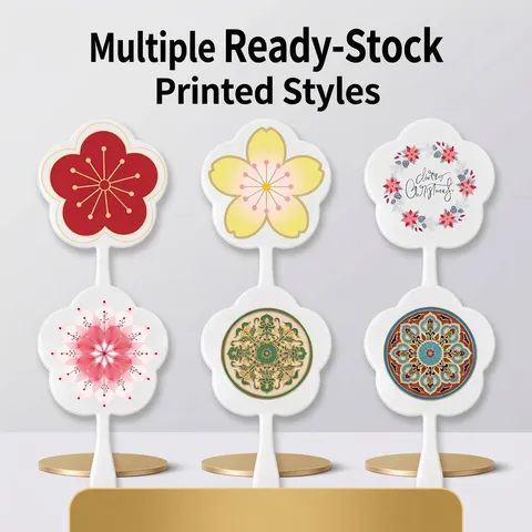 Vintage Chinese Style Cloud Shaped Handheld Makeup Mirror Printed Flower Pattern Portable Travel Mirror For Women Gift