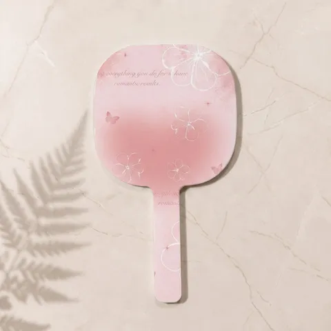 Handheld Makeup Mirror Cute Cartoon Printed Portable Handle Mirror Lightweight Plastic Frame Glass Mirror For Women Daily Beauty Gift