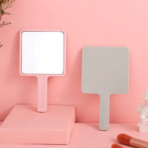 Portable Square Handheld Makeup Mirror With Plastic Frame High Definition Handheld Vanity Mirror For Women Daily Grooming Gift
