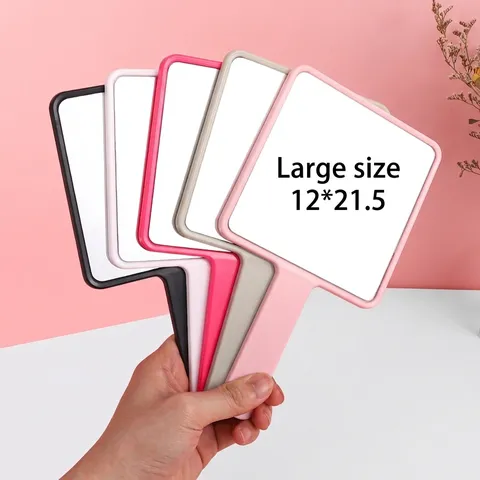 Large Square Handheld Makeup Mirror With Portable Handle Plastic Frame High Definition Mirror For Salon Bedroom Women Beauty Mirror