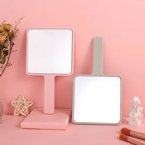 Large Square Handheld Makeup Mirror With Portable Handle Plastic Frame High Definition Mirror For Salon Bedroom Women Beauty Mirror