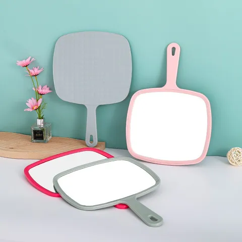 Extra Large Handheld Makeup Mirror With Handle Professional Salon Square High Definition Hand Mirror With Hanging Hole Beauty Tool
