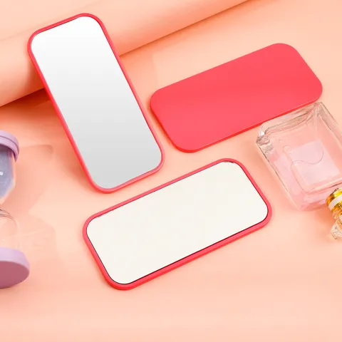 Rectangular Handheld Makeup Mirror Portable Plastic Frame Compact Cosmetic Mirror For Travel Bedroom Bathroom Women Grooming Tool