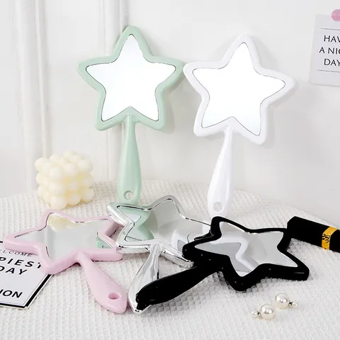 Star Shaped Handheld Makeup Mirror Portable Creative Starry Cosmetic Mirror With Hanging Hole ABS Beauty Mirror For Women Girls