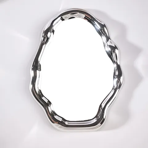 Nordic Style Cloud Shape Irregular Desktop Makeup Mirror Electroplated ABS Frame High Definition Cosmetic Mirror For Bedroom Bathroom Decor