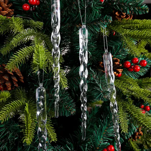 Adornos de Carámbanos de Navidad Claros Conos de Hielo de Plástico en Espiral Transparentes para la Decoración del Árbol de Navidad Fiesta de Invierno Decoración del Hogar