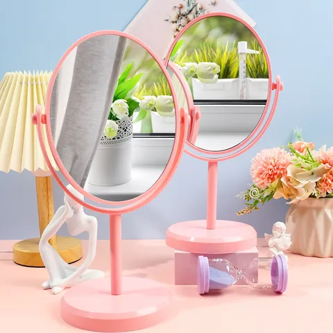 Rotatable Desktop Makeup Mirror Nordic Minimalist High Definition Cosmetic Mirror Single Double Sided Stand Mirror For Women Bedroom Decor