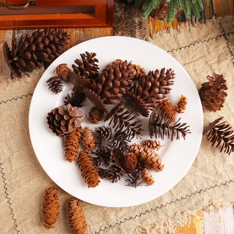Plastic Artificial Pine Cone Christmas Decoration Spruce Pine Flower Ornament For DIY Craft Home Decor Photo Prop