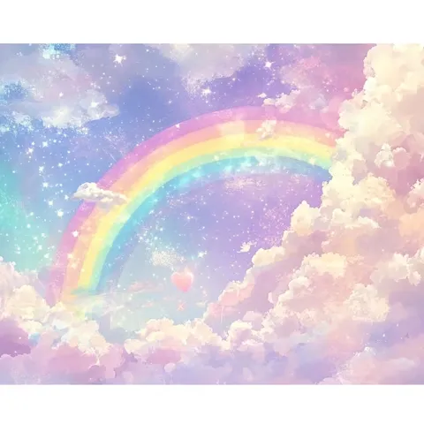 Traumhafter Regenbogen Wolken Fotografie Hintergrund Polyester Stoff Für Kinder Geburtstag Party Indoor Outdoor Event Deko