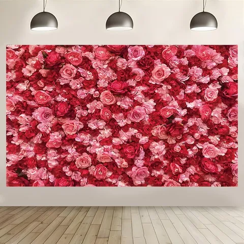 Fond de Photographie de Mur de Roses Élégant Décoration de Fête de Mariage Florale Romantique Toile de Fond en Ponge pour Studio Photo