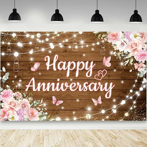 Toile de Fond Photographie Joyeux Anniversaire Bannière en Polyester pour Décoration de Fête Anniversaire Motif Floral Paillettes Fond Mural