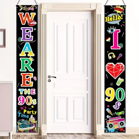 90er Jahre Retro Party Veranda Banner Polyester I Love 90s Thema Haus Tür Hängende Dekorationen Vintage Hip Hop Stil Banner