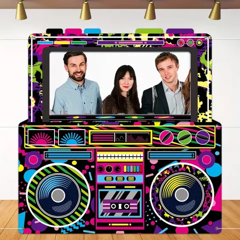 Retro Boombox Fotografie Hintergrund Für Achtziger Jahre Disco Party Dekoration Vintage Radio Thema Stoff Wand Banner Foto Requisite