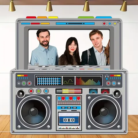 Retro Boombox Fotografie Hintergrund Für Achtziger Jahre Disco Party Dekoration Vintage Radio Thema Stoff Wand Banner Foto Requisite