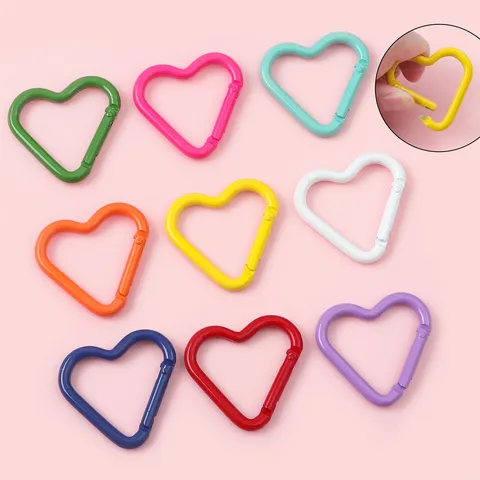 Heart Shape Aluminum Carabiner Clip Painted Colorful Safety Lock For DIY Keychain Accessories Backpack Hook Jewelry Gift
